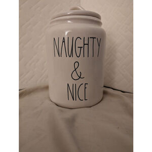 Rae Dunn White Black Naughty Nice Food Storage Jar One Size